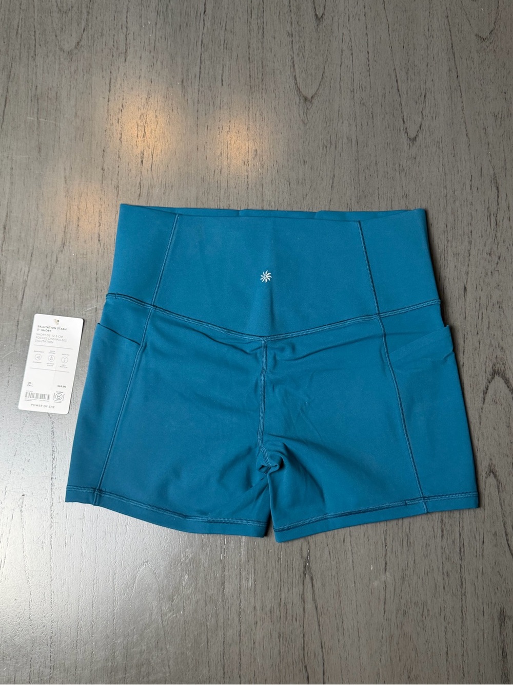 Athleta Teal High-Rise Bike Shorts - Salutation Stash 5” Short - Picture 2 of 8